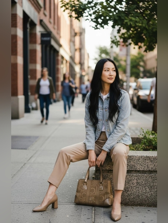 Liz Claiborne Gold & Champagne Colored Faux Leather & Fabric Monogram Handbag - Picture 2 of 5